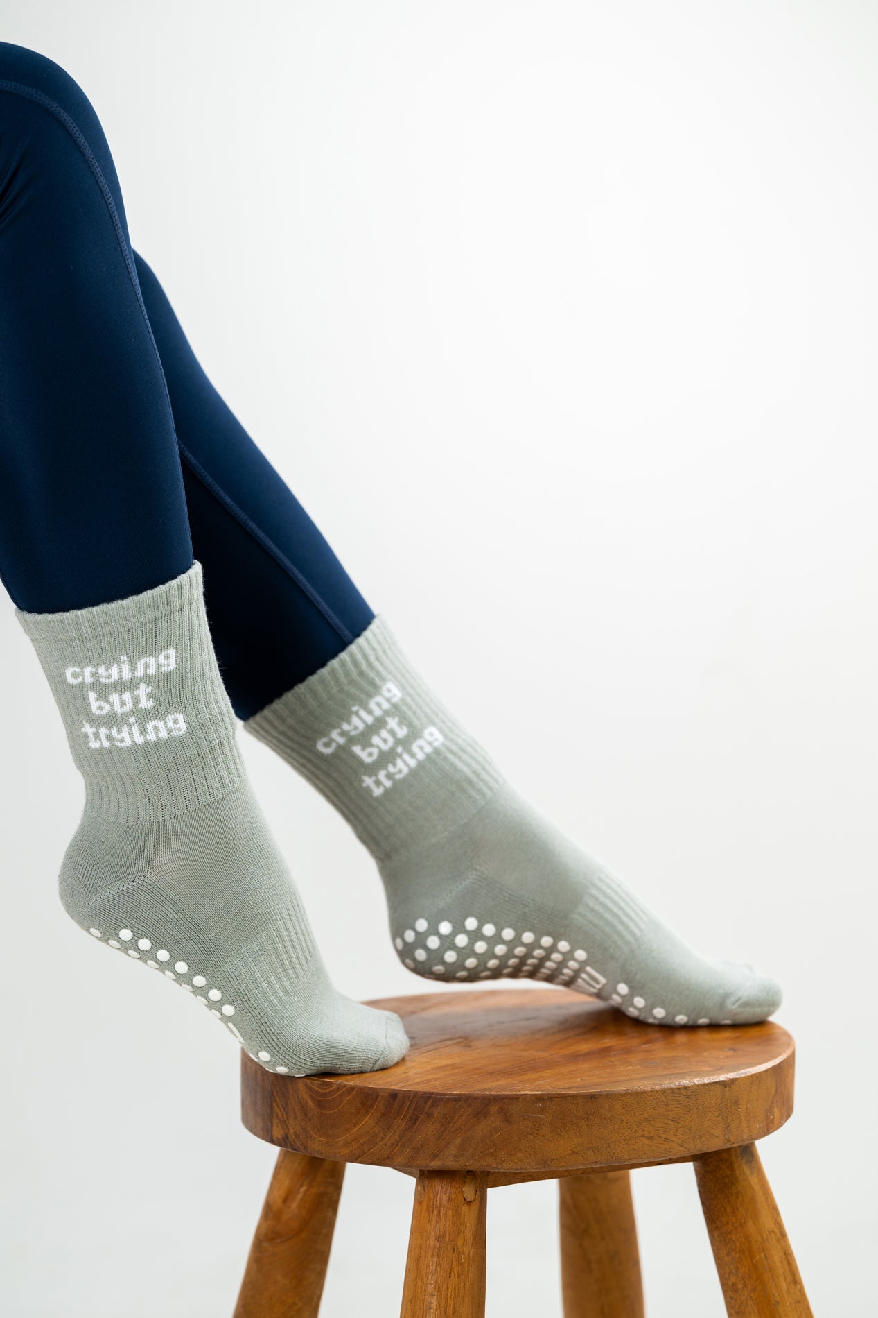 "Crying But Trying" Grip Socks