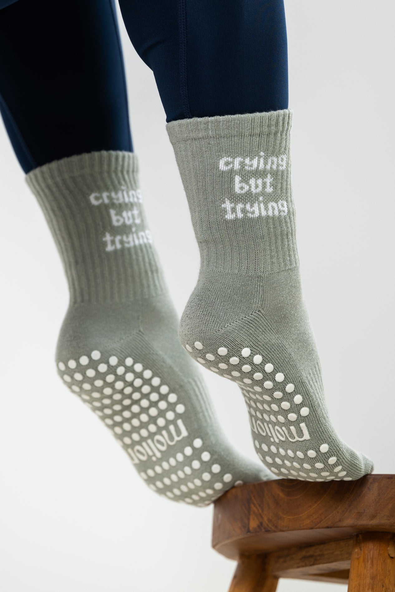 "Crying But Trying" Grip Socks