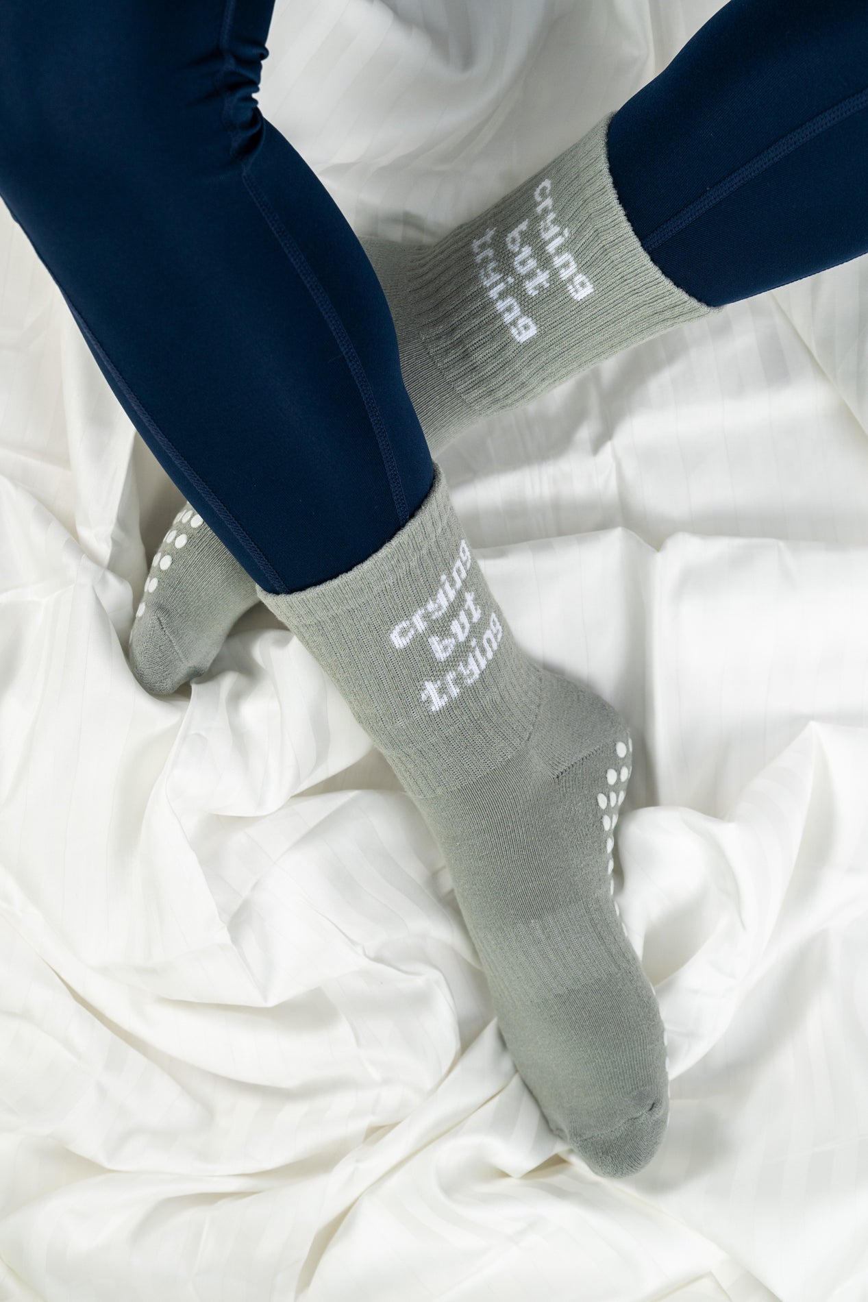 "Crying But Trying" Grip Socks